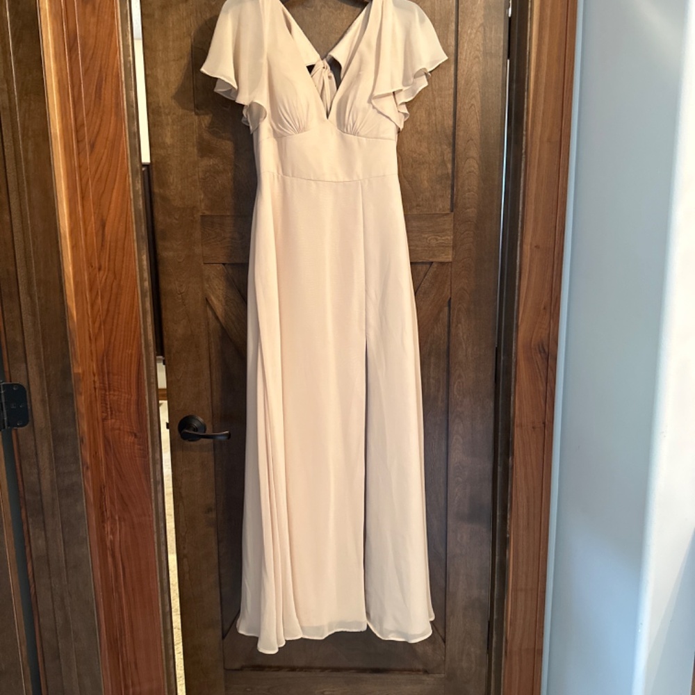 Azazie Blush Pink Flutter Sleeve Maxi Dress - Picture 2 of 3